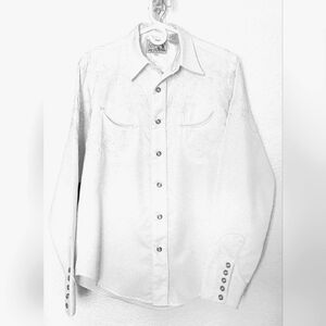 Roper Denver Colorado, Men's White Western Embroidered Shirt.  Size Medium.